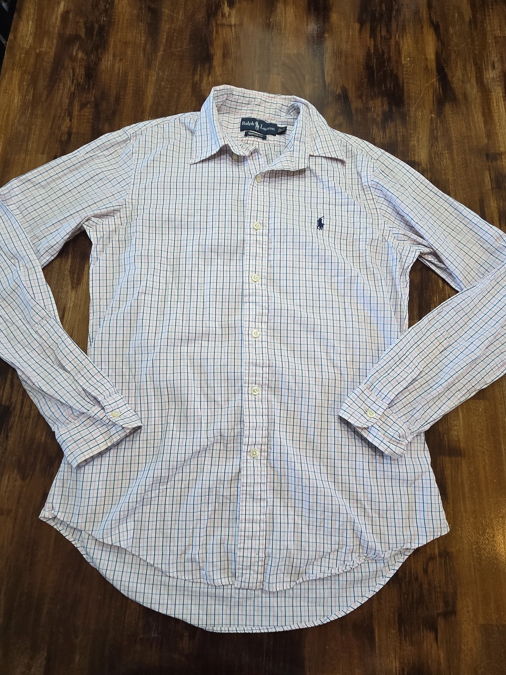 Ralph Lauren Grid Check Print Button Down Sport Shirt in Pink Size 15 34/35